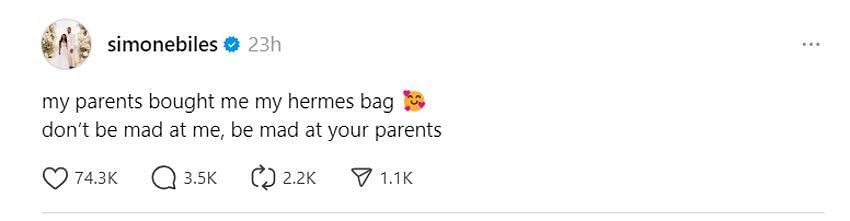Simone Biles teases fans with a luxurious gift she received following the Paris Olympics 2024- Source: Simone Biles' Threads